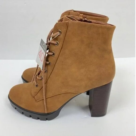 NEW Platform Chunky Heel Lace Up Brown Suede Leather Combat Boots US 9 EU 40 - Picture 5 of 7